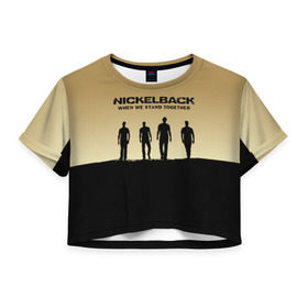 Женская футболка 3D укороченная с принтом Nickelback в городе Новоалтайск, 100% полиэстер | круглая горловина, длина футболки до линии талии, рукава с отворотами | back | nickel | nickelback | альтернативный | вот ваша сдача | группа | дэниел адэр | майк крюгер | метал | никелбек | никель | никл бек | постгранж | райан пик | рок | хард | хардрок | чед крюгер