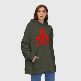 Худи SuperOversize хлопок с принтом Atari в городе Новоалтайск, 70% хлопок, 30% полиэстер, мягкий начес внутри | карман-кенгуру, эластичная резинка на манжетах и по нижней кромке, двухслойный капюшон
 | 90 е | atari | console | dendy | game 80 e | game. 90 e. avgn | nintendo | pixel | retro | retro game | sega | атари | денди | игры | нинтендо | сега
