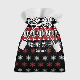 Подарочный 3D мешок с принтом Праздничный Three Days Grace в городе Новоалтайск, 100% полиэстер | Размер: 29*39 см | Тематика изображения на принте: three days grace | альтернативный | барри сток | брэд уолст | в запасе | грей | грейс | грес | группа | дей | дейс | дня | знак | красный | метал | мэтт уолст | надпись | нил сандерсон | новогодний | новый год