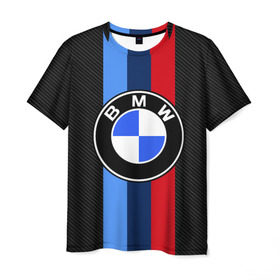 Мужская футболка 3D с принтом BMW Motorsport Carbon в городе Новоалтайск, 100% полиэфир | прямой крой, круглый вырез горловины, длина до линии бедер | bmw | bmw motorsport | bmw performance | carbon | m | motorsport | performance | sport | бмв | карбон | моторспорт | спорт