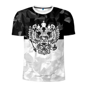 Мужская футболка 3D спортивная с принтом RUSSIA - Black Collection в городе Новоалтайск, 100% полиэстер с улучшенными характеристиками | приталенный силуэт, круглая горловина, широкие плечи, сужается к линии бедра | russia | герб | двуглавый орел | патриот | россия