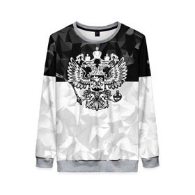Женский свитшот 3D с принтом RUSSIA - Black Collection в городе Новоалтайск, 100% полиэстер с мягким внутренним слоем | круглый вырез горловины, мягкая резинка на манжетах и поясе, свободная посадка по фигуре | russia | герб | двуглавый орел | патриот | россия