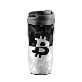 Термокружка-непроливайка с принтом BITCOIN Black Collection в городе Новоалтайск, внутренняя часть — пищевой пластик, наружная часть — прозрачный пластик, между ними — полиграфическая вставка с рисунком | объем — 350 мл, герметичная крышка | bitcoin | btc | crypto | miner | mining | биткоин | валюта | деньги | криптовалюта | майнинг | цифровое золото