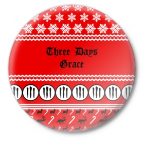 Значок с принтом Праздничный Three Days Grace в городе Новоалтайск,  металл | круглая форма, металлическая застежка в виде булавки | Тематика изображения на принте: 