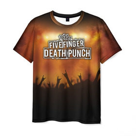 Мужская футболка 3D с принтом Five Finger Death Punch в городе Новоалтайск, 100% полиэфир | прямой крой, круглый вырез горловины, длина до линии бедер | Тематика изображения на принте: band | five finger death punch | metal | music | rock | атрибутика | группа | метал | музыка | рок