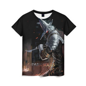 Женская футболка 3D с принтом Dark Souls в городе Новоалтайск, 100% полиэфир ( синтетическое хлопкоподобное полотно) | прямой крой, круглый вырез горловины, длина до линии бедер | dark souls | praise the sun | you died | дарк соулс | темные души
