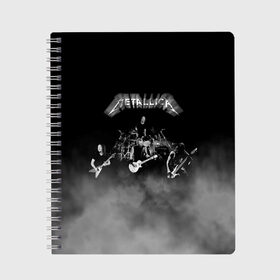 Тетрадь с принтом Группа Metallica в городе Новоалтайск, 100% бумага | 48 листов, плотность листов — 60 г/м2, плотность картонной обложки — 250 г/м2. Листы скреплены сбоку удобной пружинной спиралью. Уголки страниц и обложки скругленные. Цвет линий — светло-серый
 | metallica | группа | джеймс хэтфилд | кирк хэмметт | ларс ульрих | метал | металика | металлика | миталика | музыка | роберт трухильо | рок | трэш | трэшметал | хард | хардрок | хеви | хевиметал