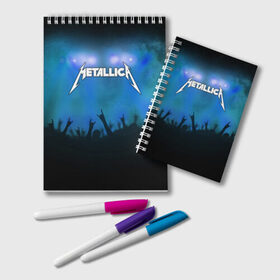 Блокнот с принтом Metallica в городе Новоалтайск, 100% бумага | 48 листов, плотность листов — 60 г/м2, плотность картонной обложки — 250 г/м2. Листы скреплены удобной пружинной спиралью. Цвет линий — светло-серый
 | band | metal | metallica | music | rock | атрибутика | группа | метал | музыка | рок