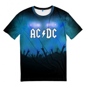 Мужская футболка 3D с принтом AC/DC в городе Новоалтайск, 100% полиэфир | прямой крой, круглый вырез горловины, длина до линии бедер | Тематика изображения на принте: ac dc | band | metal | music | rock | атрибутика | группа | метал | музыка | рок