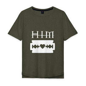 Мужская футболка хлопок Oversize с принтом HIM в городе Новоалтайск, 100% хлопок | свободный крой, круглый ворот, “спинка” длиннее передней части | him | вилле вало | готик | готика | группа | знак | лав | метал | микко линдстрём | микко паананен | музыка | надпись | песни | рок | финская | хим | юкка крёгер | янне пууртинен