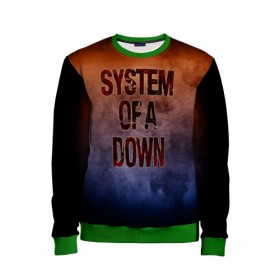 Детский свитшот 3D с принтом System of a Down в городе Новоалтайск, 100% полиэстер | свободная посадка, прямой крой, мягкая тканевая резинка на рукавах и понизу свитшота | band | metal | music | rock | system of a down | атрибутика | группа | метал | музыка | рок