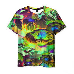 Мужская футболка 3D с принтом Acid Flower fashion в городе Новоалтайск, 100% полиэфир | прямой крой, круглый вырез горловины, длина до линии бедер | abstraction | color | flower | garden | spray | tie dye | абстракция | акварель | живопись | искусство | краски | лилии | текстуры | цветные краски | цветы | яркие цвета