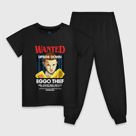 Детская пижама хлопок с принтом Wanted: Eggo Thief / 11 в городе Новоалтайск, 100% хлопок |  брюки и футболка прямого кроя, без карманов, на брюках мягкая резинка на поясе и по низу штанин
 | 11 | netflix | stranger | things | бобби | браун | милли | нетфликс | одиннадцать