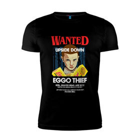 Мужская футболка премиум с принтом Wanted: Eggo Thief / 11 в городе Новоалтайск, 92% хлопок, 8% лайкра | приталенный силуэт, круглый вырез ворота, длина до линии бедра, короткий рукав | 11 | netflix | stranger | things | бобби | браун | милли | нетфликс | одиннадцать