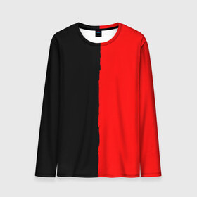 Мужской лонгслив 3D с принтом Red & Black в городе Новоалтайск, 100% полиэстер | длинные рукава, круглый вырез горловины, полуприлегающий силуэт | black | duotone | phrases | red | text | двухцветный | красный | мат | надписи | половины | полоса | текст | фразы | черный