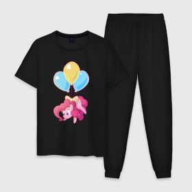 Мужская пижама хлопок с принтом Chibi Pinkie Pie в городе Новоалтайск, 100% хлопок | брюки и футболка прямого кроя, без карманов, на брюках мягкая резинка на поясе и по низу штанин
 | cartoon | chibi | fim | mlp | mult | my little pony | pinkie | pinkie pie | pony | млп | пинки пай | пони