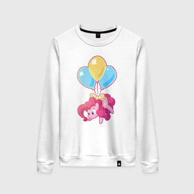 Женский свитшот хлопок с принтом Chibi Pinkie Pie в городе Новоалтайск, 100% хлопок | прямой крой, круглый вырез, на манжетах и по низу широкая трикотажная резинка  | cartoon | chibi | fim | mlp | mult | my little pony | pinkie | pinkie pie | pony | млп | пинки пай | пони
