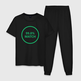 Мужская пижама хлопок с принтом Match в городе Новоалтайск, 100% хлопок | брюки и футболка прямого кроя, без карманов, на брюках мягкая резинка на поясе и по низу штанин
 | black mirror | черное зеркало