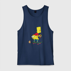 Мужская майка хлопок с принтом Bart Simpson в городе Новоалтайск, 100% хлопок |  | skate | барт | борд | скейт