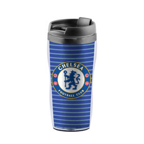 Термокружка-непроливайка с принтом Chelsea FC в городе Новоалтайск, внутренняя часть — пищевой пластик, наружная часть — прозрачный пластик, между ними — полиграфическая вставка с рисунком | объем — 350 мл, герметичная крышка | Тематика изображения на принте: chelsea | england | football | logo | london | sport | англия | лига | лого | спорт | фк | футбол | футбольный клуб | челси | эмблема