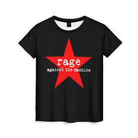 Женская футболка 3D с принтом Rage Against the Machine в городе Новоалтайск, 100% полиэфир ( синтетическое хлопкоподобное полотно) | прямой крой, круглый вырез горловины, длина до линии бедер | 