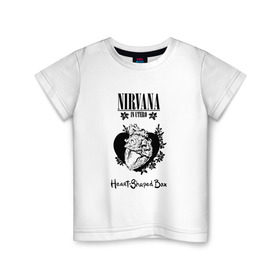 Детская футболка хлопок с принтом Nirvana in utero в городе Новоалтайск, 100% хлопок | круглый вырез горловины, полуприлегающий силуэт, длина до линии бедер | Тематика изображения на принте: cobain | kurt | nevermino | nirvana | альтернативный | гранж | грол | группа | дональд | кобейн | курт | музыка | надпись | нервана | нирвана | новоселич | певец | рок | смайл | смайлик | солист