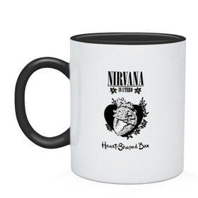 Кружка двухцветная с принтом Nirvana in utero в городе Новоалтайск, керамика | объем — 330 мл, диаметр — 80 мм. Цветная ручка и кайма сверху, в некоторых цветах — вся внутренняя часть | cobain | kurt | nevermino | nirvana | альтернативный | гранж | грол | группа | дональд | кобейн | курт | музыка | надпись | нервана | нирвана | новоселич | певец | рок | смайл | смайлик | солист