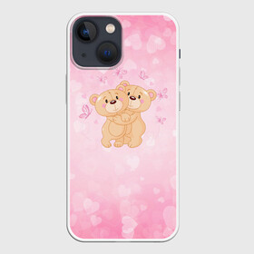 Чехол для iPhone 13 mini с принтом Мишки в городе Новоалтайск,  |  | angel | heart | love | valentines day | амур | ангел | бабочки | купидон | любовь | медведь | сердце