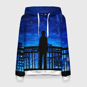 Женская толстовка 3D с принтом Anime в городе Новоалтайск, 100% полиэстер  | двухслойный капюшон со шнурком для регулировки, мягкие манжеты на рукавах и по низу толстовки, спереди карман-кенгуру с мягким внутренним слоем. | anime | your name | аниме | твое имя