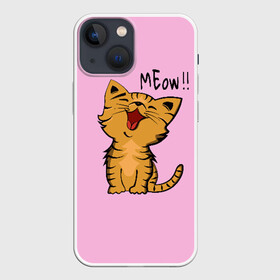Чехол для iPhone 13 mini с принтом Meow в городе Новоалтайск,  |  | cat | pussy | smile | киска | котёнок | кошка | мяу | улыбка