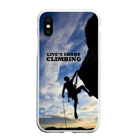 Чехол для iPhone XS Max матовый с принтом climbing в городе Новоалтайск, Силикон | Область печати: задняя сторона чехла, без боковых панелей | adrenaline | extreme | hiking | mountaineering | mountains | risk | rocks | sport | адреналин | альпинизм | высота | горы | риск | скалолазание | скалы | спорт | туризм | экстрим