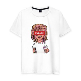Мужская футболка хлопок с принтом Lil Pump в городе Новоалтайск, 100% хлопок | прямой крой, круглый вырез горловины, длина до линии бедер, слегка спущенное плечо. | esketit | face | lil pump | rap | эшкере | эщкере