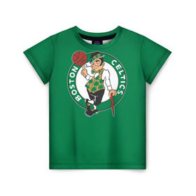 Детская футболка 3D с принтом Boston Celtics в городе Новоалтайск, 100% гипоаллергенный полиэфир | прямой крой, круглый вырез горловины, длина до линии бедер, чуть спущенное плечо, ткань немного тянется | boston | boston celtics | celtics | nba | баскетбол | бостон | нба | селтикс