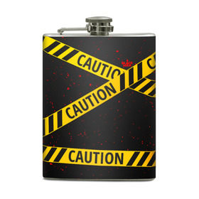 Фляга с принтом Caution Style в городе Новоалтайск, металлический корпус | емкость 0,22 л, размер 125 х 94 мм. Виниловая наклейка запечатывается полностью | blood | caution | street | tape | urban | брызги | кровь | лента | опасный | скотч | улица | урбан