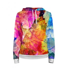 Женская толстовка 3D с принтом Взрыв красок в городе Новоалтайск, 100% полиэстер  | двухслойный капюшон со шнурком для регулировки, мягкие манжеты на рукавах и по низу толстовки, спереди карман-кенгуру с мягким внутренним слоем. | 