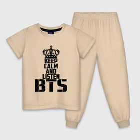 Детская пижама хлопок с принтом Keep calm and listen BTS в городе Новоалтайск, 100% хлопок |  брюки и футболка прямого кроя, без карманов, на брюках мягкая резинка на поясе и по низу штанин
 | Тематика изображения на принте: bangtan boys | bts | j hope | jimin | jin | jungkook | k pop | rm | sonyeondan | suga | v | бойз бойс | бойскауты | бтс бенгтан. бангтан | группа | к поп | корейская | пуленепробиваемые | хип хоп