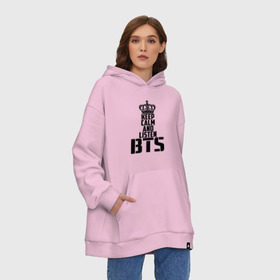 Худи SuperOversize хлопок с принтом Keep calm and listen BTS в городе Новоалтайск, 70% хлопок, 30% полиэстер, мягкий начес внутри | карман-кенгуру, эластичная резинка на манжетах и по нижней кромке, двухслойный капюшон
 | bangtan boys | bts | j hope | jimin | jin | jungkook | k pop | rm | sonyeondan | suga | v | бойз бойс | бойскауты | бтс бенгтан. бангтан | группа | к поп | корейская | пуленепробиваемые | хип хоп