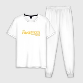Мужская пижама хлопок с принтом FakeTaxi в городе Новоалтайск, 100% хлопок | брюки и футболка прямого кроя, без карманов, на брюках мягкая резинка на поясе и по низу штанин
 | 