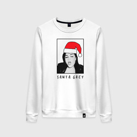 Женский свитшот хлопок с принтом Sasha Grey (Santa) в городе Новоалтайск, 100% хлопок | прямой крой, круглый вырез, на манжетах и по низу широкая трикотажная резинка  | brazzers | sasha gray | sasha grey | бразерс | браззерс | саша грей | саша грэй