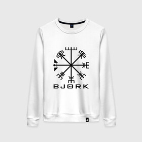Женский свитшот хлопок с принтом Bjork в городе Новоалтайск, 100% хлопок | прямой крой, круглый вырез, на манжетах и по низу широкая трикотажная резинка  | biophilia | bjork | gumundsdttir | homogenic | vespertine | volta | арт | бёрк | биорк | бйорк | бъорк | бьёрк | бьорк | гудмундсдоттир | музыка | певица | поп | экспериментальная