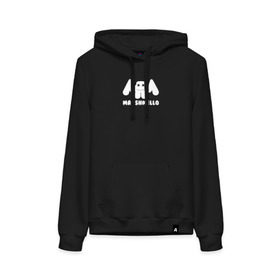 Женская толстовка хлопок с принтом Marshmello в городе Новоалтайск, френч-терри, мягкий теплый начес внутри (100% хлопок) | карман-кенгуру, эластичные манжеты и нижняя кромка, капюшон с подкладом и шнурком | edm | marshmello