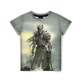 Детская футболка 3D с принтом Dark Souls в городе Новоалтайск, 100% гипоаллергенный полиэфир | прямой крой, круглый вырез горловины, длина до линии бедер, чуть спущенное плечо, ткань немного тянется | dark | souls | дракон | души | игра | лордран | темные