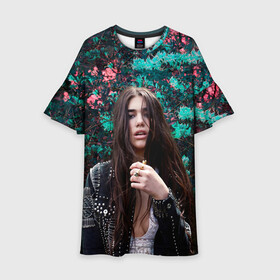 Детское платье 3D с принтом Dua Lipa в городе Новоалтайск, 100% полиэстер | прямой силуэт, чуть расширенный к низу. Круглая горловина, на рукавах — воланы | dua lipa | дуа липа