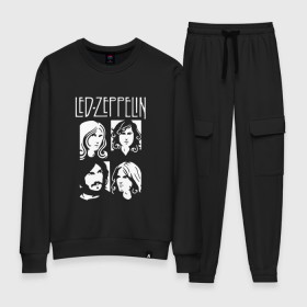 Женский костюм хлопок с принтом Группа Led Zeppelin в городе Новоалтайск, 100% хлопок | на свитшоте круглая горловина, мягкая резинка по низу. Брюки заужены к низу, на них два вида карманов: два 
