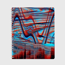 Тетрадь с принтом Psyhodelic abstraction в городе Новоалтайск, 100% бумага | 48 листов, плотность листов — 60 г/м2, плотность картонной обложки — 250 г/м2. Листы скреплены сбоку удобной пружинной спиралью. Уголки страниц и обложки скругленные. Цвет линий — светло-серый
 | глитч | глич | линии | полосы | разноцветный