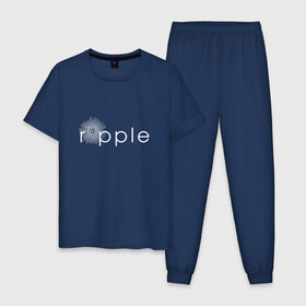 Мужская пижама хлопок с принтом Ripple в городе Новоалтайск, 100% хлопок | брюки и футболка прямого кроя, без карманов, на брюках мягкая резинка на поясе и по низу штанин
 | coin | ripple | биткоин | криптовалюта | рипл