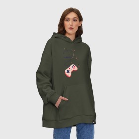 Худи SuperOversize хлопок с принтом Perfect team в городе Новоалтайск, 70% хлопок, 30% полиэстер, мягкий начес внутри | карман-кенгуру, эластичная резинка на манжетах и по нижней кромке, двухслойный капюшон
 | 14 февраля | game | gamepad | love | player | игра | любовь