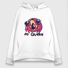Женское худи Oversize хлопок с принтом My Queen в городе Новоалтайск, френч-терри — 70% хлопок, 30% полиэстер. Мягкий теплый начес внутри —100% хлопок | боковые карманы, эластичные манжеты и нижняя кромка, капюшон на магнитной кнопке | brudda | knuckles | queen | королева | наклз