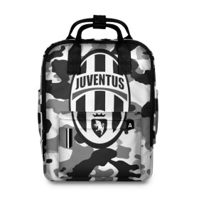 Женский рюкзак 3D с принтом FC Juventus Camouflage в городе Новоалтайск, 100% полиэстер | лямки с регулируемой длиной, сверху ручки, чтобы рюкзак нести как сумку. Основное отделение закрывается на молнию, как и внешний карман. Внутри два дополнительных кармана, один из которых закрывается на молнию. По бокам два дополнительных кармашка, куда поместится маленькая бутылочка
 | football | italia | juve | juventus | logo | sport | арт | италия | лига | лого | спорт | текстура | фк | футбол | футбольный клуб | эмблема | ювентус