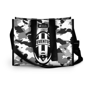 Сумка-шоппер 3D с принтом FC Juventus Camouflage в городе Новоалтайск, 100% полиэстер | застегивается на металлическую кнопку; внутренний карман застегивается на молнию. Стенки укреплены специальным мягким материалом, чтобы защитить содержимое от несильных ударов
 | football | italia | juve | juventus | logo | sport | арт | италия | лига | лого | спорт | текстура | фк | футбол | футбольный клуб | эмблема | ювентус